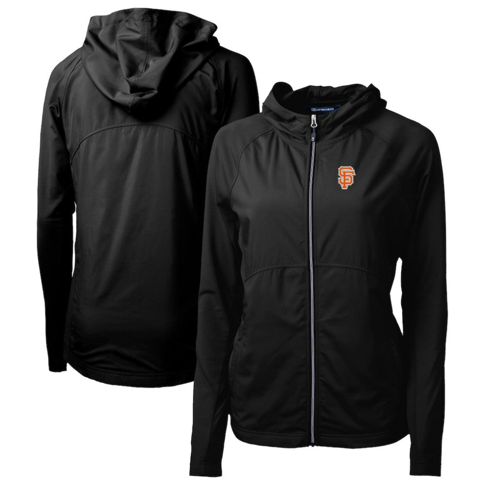 San Francisco Giants Cutter & Buck Women's City Connect Adapt Eco Knit Hybrid Recycled Full-Zip Hoodie - Black Hoodies
