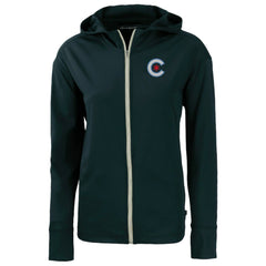 Chicago Cubs Cutter & Buck Women's City Connect Daybreak Eco Recycled Full-Zip Hoodie - Navy Hoodies