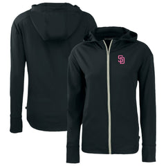 San Diego Padres Cutter & Buck Women's City Connect Daybreak Eco Recycled Full-Zip Hoodie - Black Hoodies