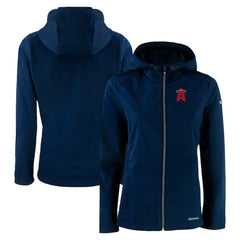 Los Angeles Angels Cutter & Buck Women's City Connect Evoke Eco Softshell Recycled Full-Zip Hoodie Jacket - Navy Jackets
