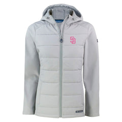 San Diego Padres Cutter & Buck Women's City Connect Evoke Hybrid Eco Softshell Recycled Full-Zip Hoodie Jacket - Gray Jackets