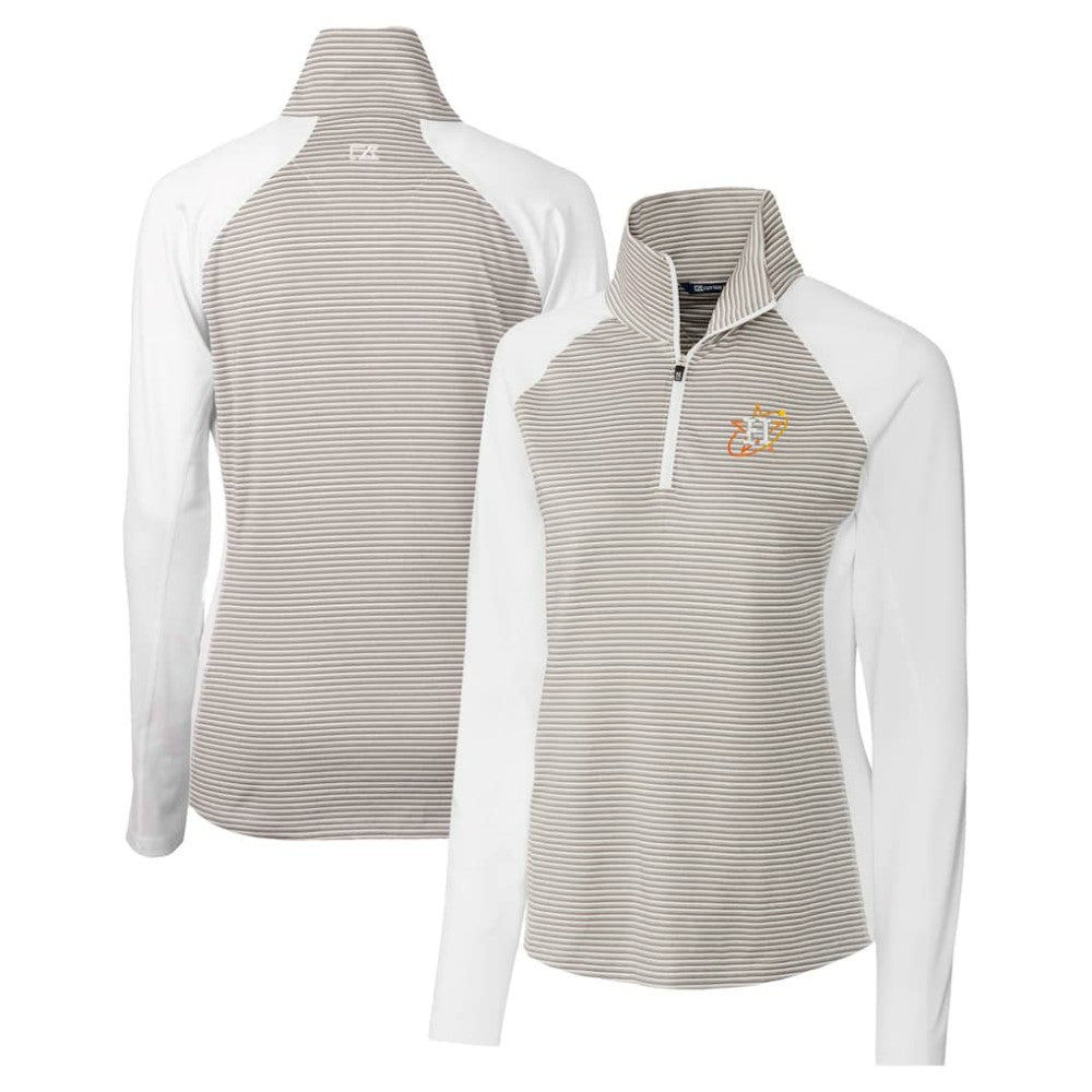 Houston Astros Cutter & Buck Women's City Connect Forge Tonal Stripe Stretch Half-Zip Pullover Top - White Pullover