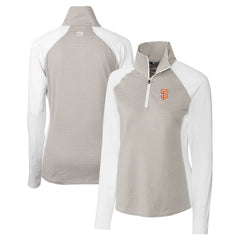 San Francisco Giants Cutter & Buck Women's City Connect Forge Tonal Stripe Stretch Half-Zip Pullover Top - White Pullover