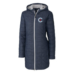 Chicago Cubs Cutter & Buck Women's City Connect Rainier PrimaLoft Eco Insulated Hooded Long Coat - Anthracite