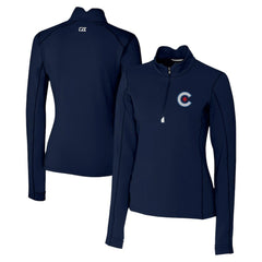 Chicago Cubs Cutter & Buck Women's City Connect Traverse Stretch Quarter-Zip Pullover Top - Navy Pullover