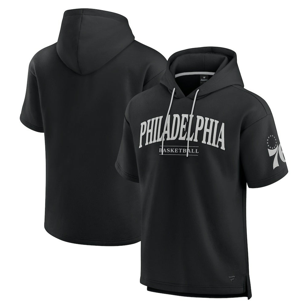 Philadelphia 76ers Elements Ready Short Sleeve Pullover Hoodie Black - Fanatics