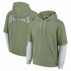 Milwaukee Bucks Elements Sleek Pullover Hoodie Olive - Fanatics