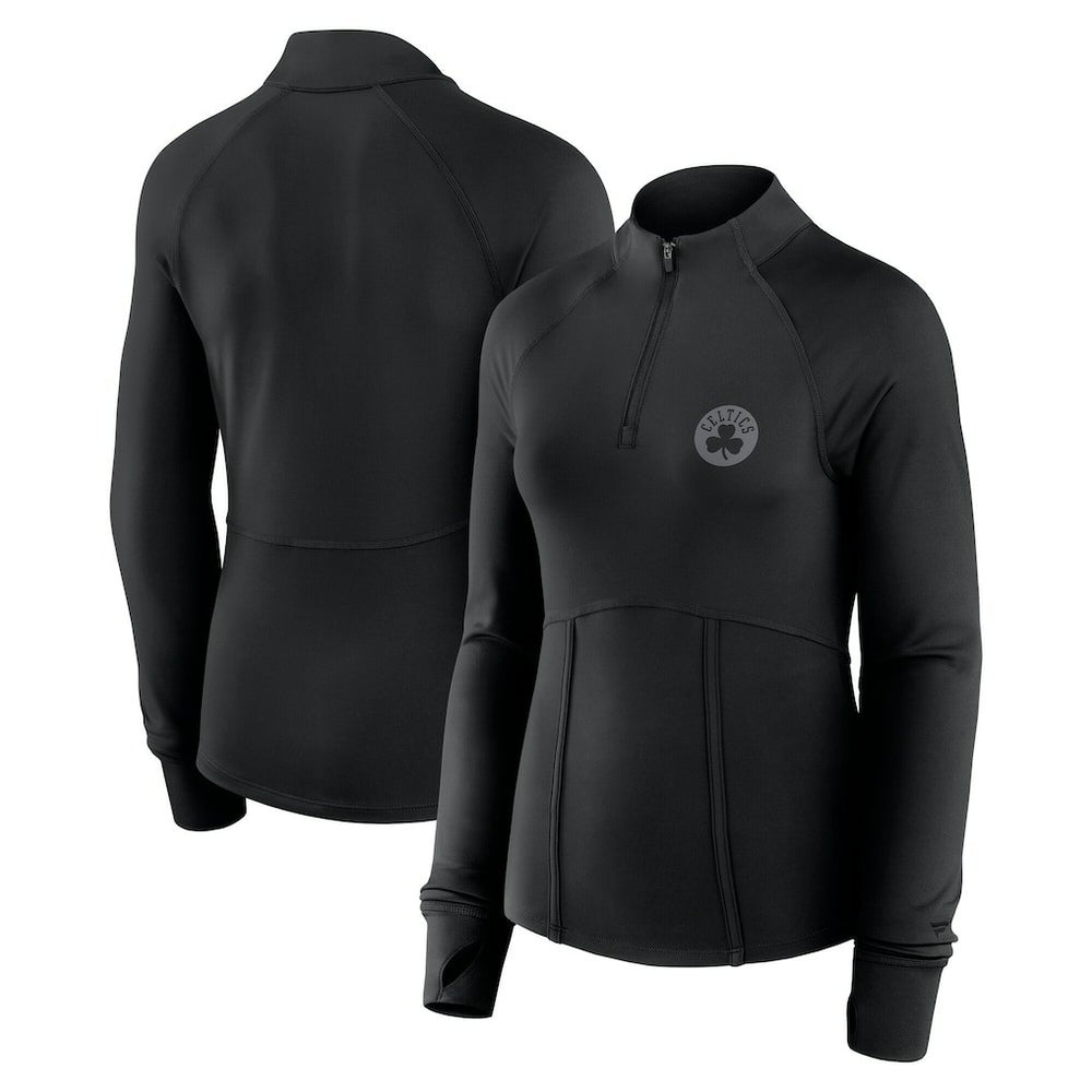 Boston Celtics Women's Elements Match Raglan Quarter-Zip Top Black - Fanatics