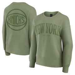 New York Knicks Women's Elements Flow Pullover Sweatshirt Olive - Fanatics outlet