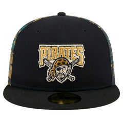Pittsburgh Pirates New Era Digi Camo 59FIFTY Fitted Hat - Black Hats
