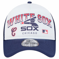 Chicago White Sox New Era Retro Wordmark 9FORTY A-Frame Trucker Adjustable Hat - White Hats