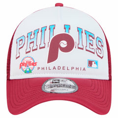 Philadelphia Phillies New Era Retro Wordmark 9FORTY A-Frame Trucker Adjustable Hat - White Hats
