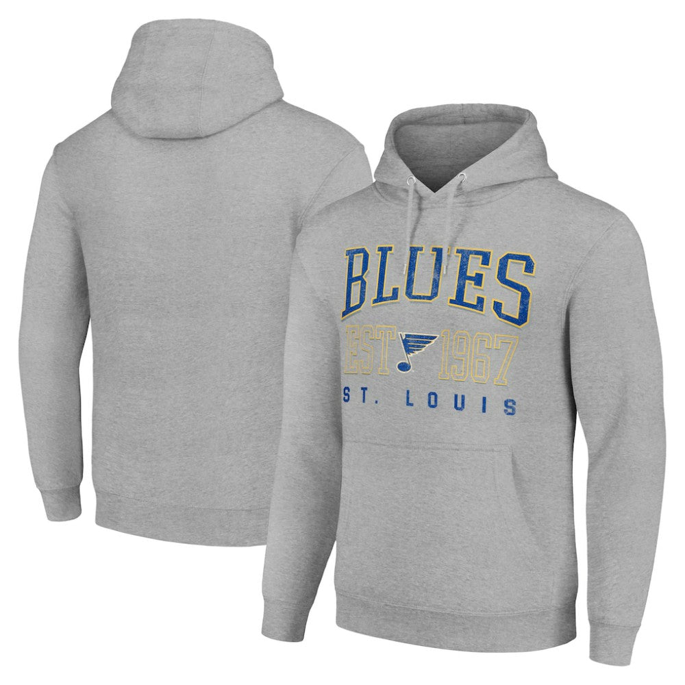St. Louis Blues Starter Retro Graphic Pullover Hoodie - Heather Gray | US 201066224