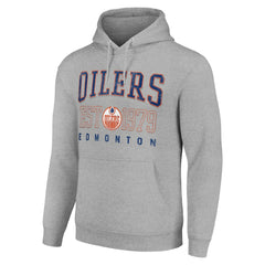 Edmonton Oilers Starter Retro Graphic Pullover Hoodie - Heather Gray | US 201066226