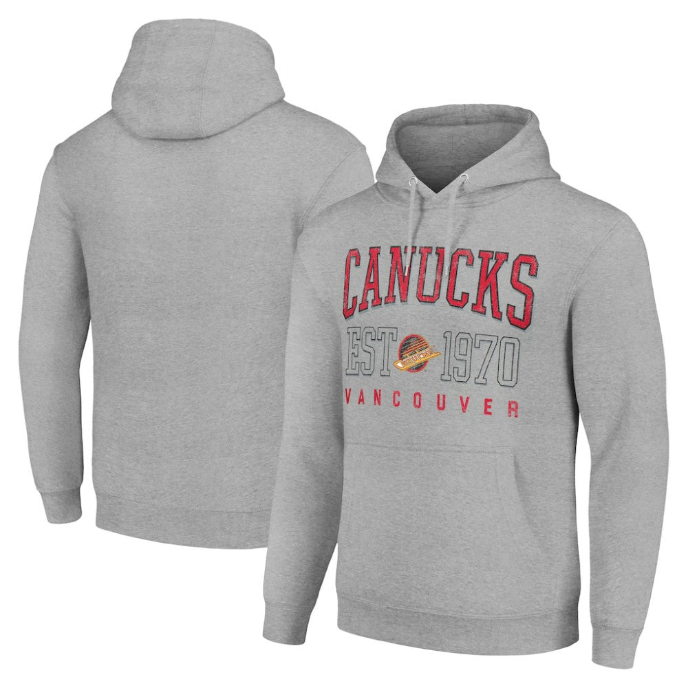 Vancouver Canucks Starter Retro Graphic Pullover Hoodie - Heather Gray | US 201066227