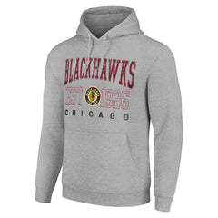 Chicago Blackhawks Starter Retro Graphic Pullover Hoodie - Heather Gray | US 201066278