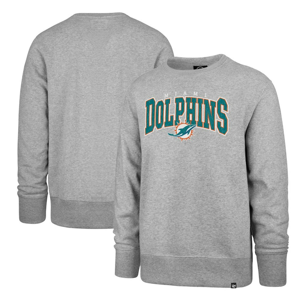 Miami Dolphins '47 Varsity Block Headline Pullover Sweatshirt - Gray Pullover