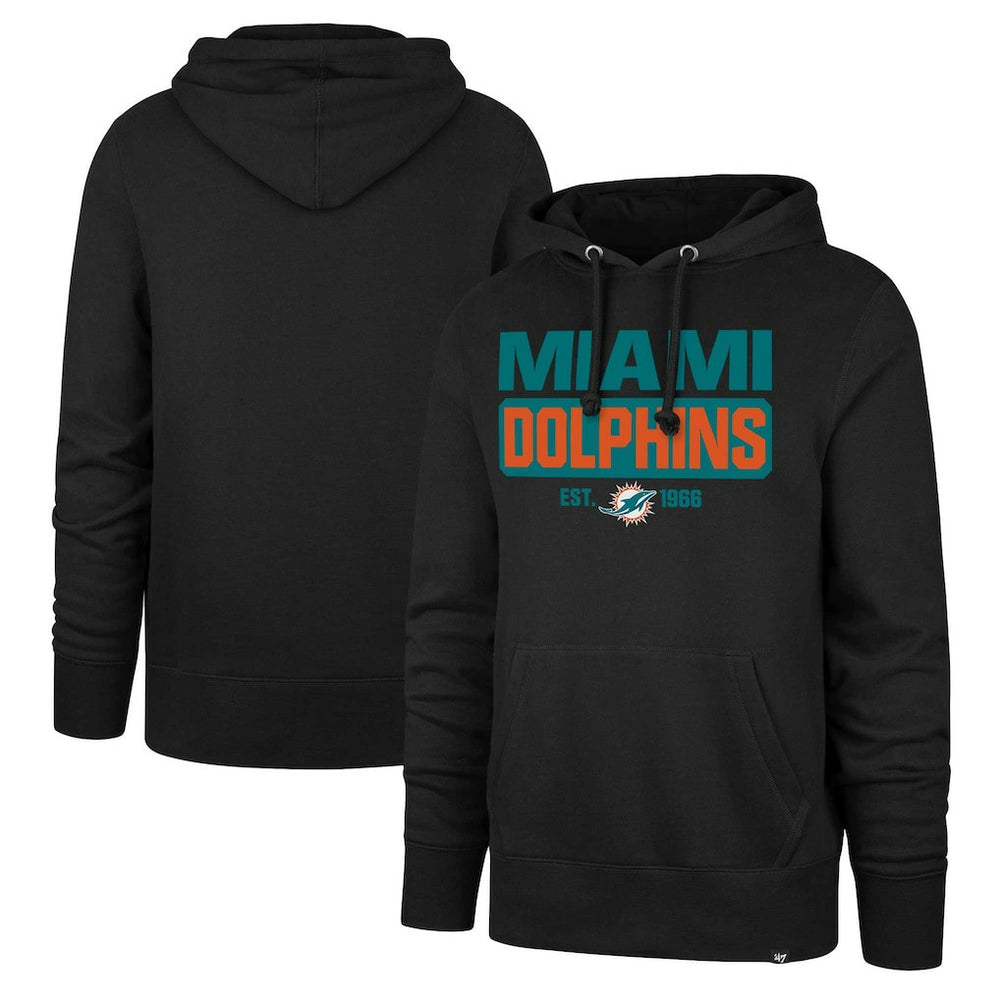 Miami Dolphins '47 Box Out Headline Pullover Hoodie - Black Hoodies