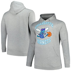 Charlotte Hornets Hardwood Classics Big & Tall Pullover Hoodie Heather Gray - Mitchell & Ness