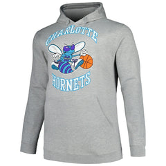 Charlotte Hornets Hardwood Classics Big & Tall Pullover Hoodie Heather Gray - Mitchell & Ness