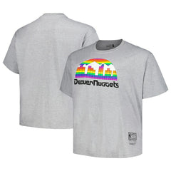 Denver Nuggets Big & Tall Hardwood Classics Vintage Logo T-Shirt Heather Gray - Mitchell & Ness
