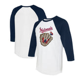 Washington Nationals Tiny Turnip Unisex Butterfly Glove 3/4-Sleeve Raglan T-Shirt - White/Navy T-shirts