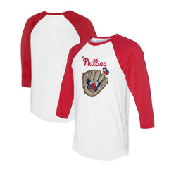 Philadelphia Phillies Tiny Turnip Unisex Butterfly Glove 3/4-Sleeve Raglan T-Shirt - White/Red T-shirts