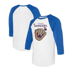 Texas Rangers Tiny Turnip Unisex Butterfly Glove 3/4-Sleeve Raglan T-Shirt - White/Royal T-shirts
