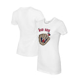 Boston Red Sox Tiny Turnip Women's Butterfly Glove T-Shirt - White T-shirts