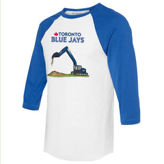 Toronto Blue Jays Tiny Turnip Unisex Excavator 3/4-Sleeve Raglan T-Shirt - White/Royal T-shirts