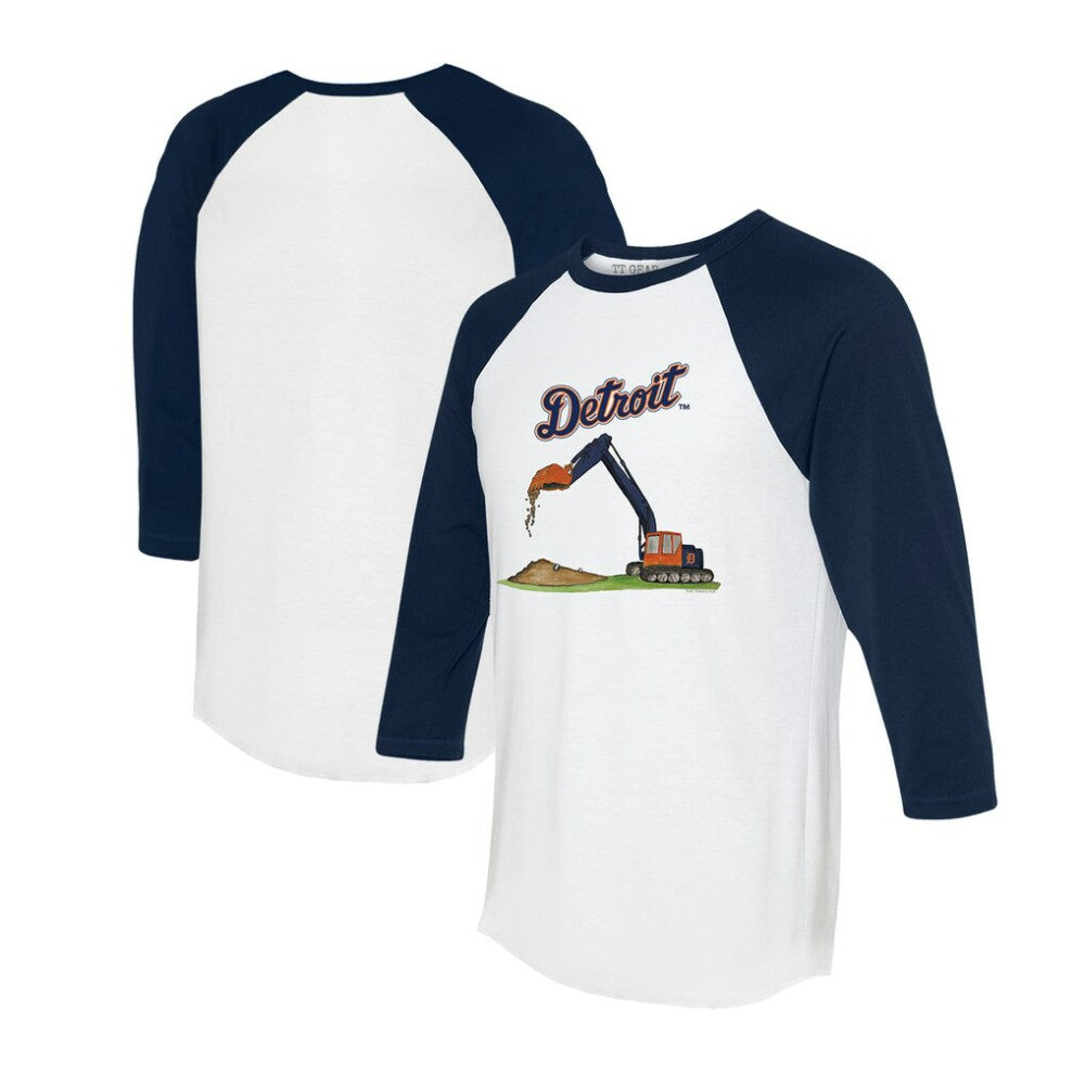 Detroit Tigers Tiny Turnip Unisex Excavator 3/4-Sleeve Raglan T-Shirt - White/Navy T-shirts