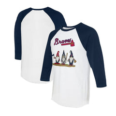 Atlanta Braves Tiny Turnip Unisex Gnomes 3/4-Sleeve Raglan T-Shirt - White/Navy T-shirts