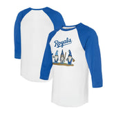 Kansas City Royals Tiny Turnip Unisex Gnomes 3/4-Sleeve Raglan T-Shirt - White/Royal T-shirts