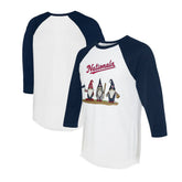 Washington Nationals Tiny Turnip Unisex Gnomes 3/4-Sleeve Raglan T-Shirt - White/Navy T-shirts