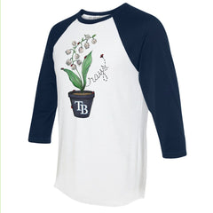 Tampa Bay Rays Tiny Turnip Unisex Lilies & Ladybugs 3/4-Sleeve Raglan T-Shirt - White/Navy T-shirts