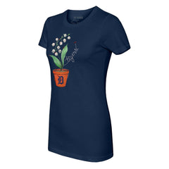 Detroit Tigers Tiny Turnip Women's Lilies & Ladybugs T-Shirt - Navy T-shirts