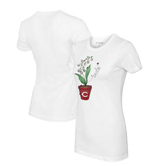 Cincinnati Reds Tiny Turnip Women's Lilies & Ladybugs T-Shirt - White T-shirts