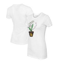 San Diego Padres Tiny Turnip Women's Lilies & Ladybugs T-Shirt - White T-shirts