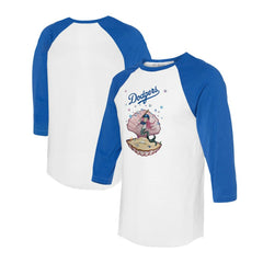 Los Angeles Dodgers Tiny Turnip Unisex Mermaid 3/4-Sleeve Raglan T-Shirt - White/Royal T-shirts