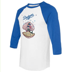 Los Angeles Dodgers Tiny Turnip Unisex Mermaid 3/4-Sleeve Raglan T-Shirt - White/Royal T-shirts