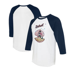Detroit Tigers Tiny Turnip Unisex Mermaid 3/4-Sleeve Raglan T-Shirt - White/Navy T-shirts