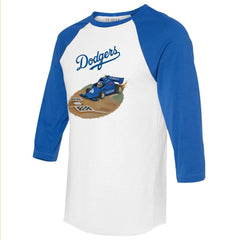 Los Angeles Dodgers Tiny Turnip Unisex Race Car 3/4-Sleeve Raglan T-Shirt - White/Royal T-shirts