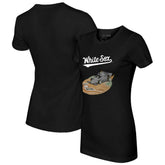 Chicago White Sox Tiny Turnip Women's Race Car T-Shirt - Black T-shirts