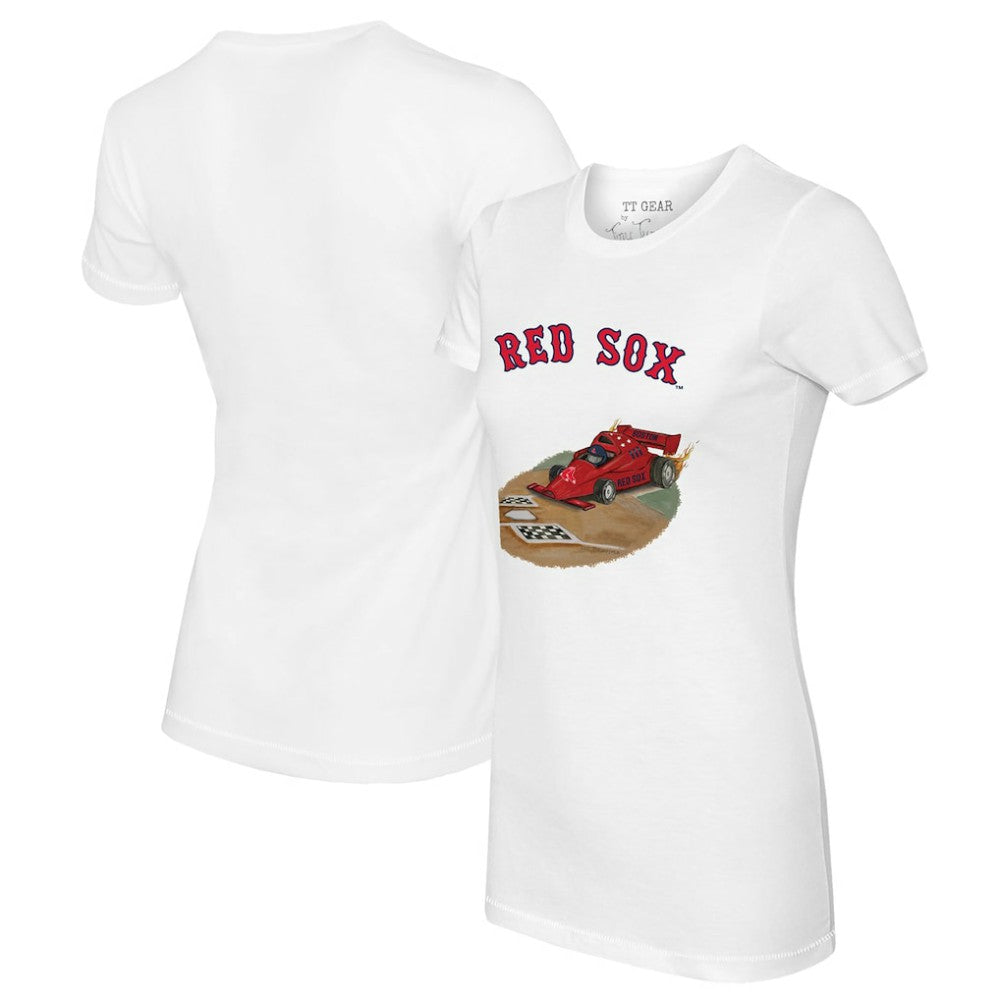 Boston Red Sox Tiny Turnip Women's Race Car T-Shirt - White T-shirts