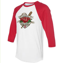 Boston Red Sox Tiny Turnip Unisex Tattoo Rose 3/4-Sleeve Raglan T-Shirt - White/Red T-shirts