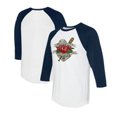 Milwaukee Brewers Tiny Turnip Unisex Tattoo Rose 3/4-Sleeve Raglan T-Shirt - White/Navy T-shirts
