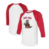 Boston Red Sox Tiny Turnip Unisex Triceratops 3/4-Sleeve Raglan T-Shirt - White/Red T-shirts