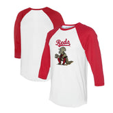 Cincinnati Reds Tiny Turnip Unisex Triceratops 3/4-Sleeve Raglan T-Shirt - White/Red T-shirts