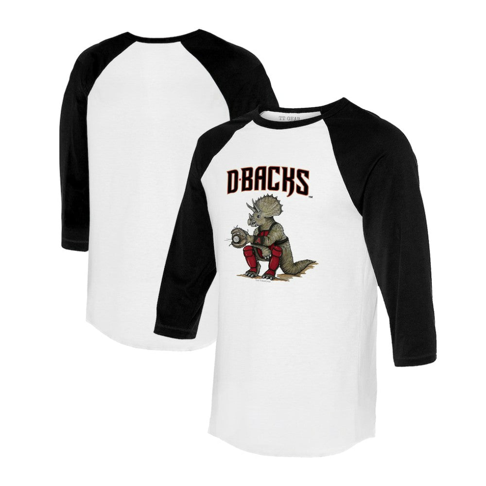 Arizona Diamondbacks Tiny Turnip Unisex Triceratops 3/4-Sleeve Raglan T-Shirt - White/Black T-shirts