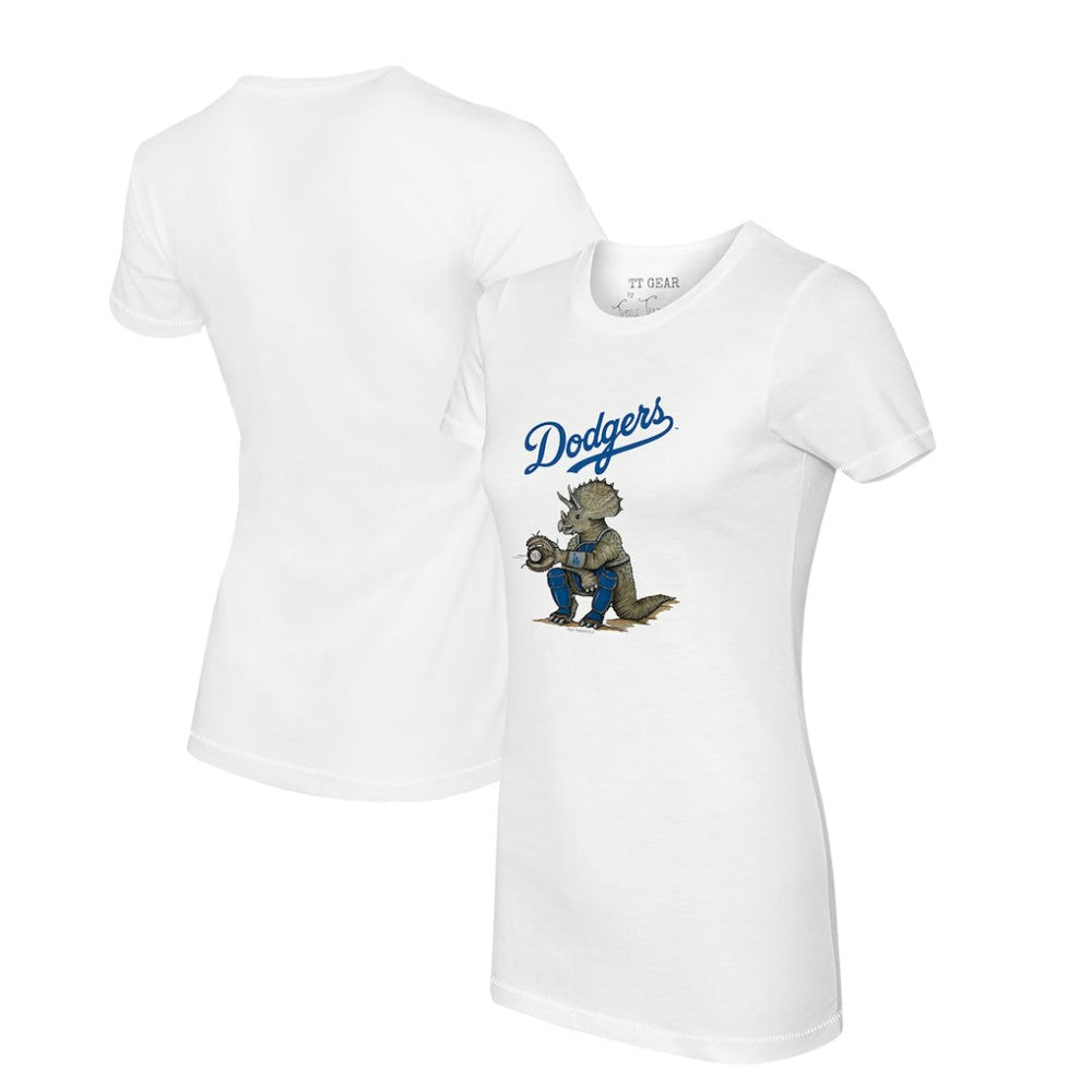 Los Angeles Dodgers Tiny Turnip Women's Triceratops T-Shirt - White T-shirts